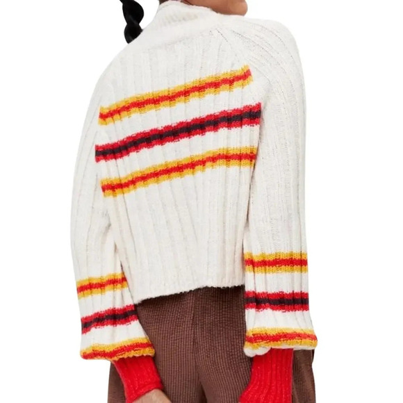 Urban Outfitters Josie Pullover Sweater Striped Ivory Size Large - Picture 3 of 6